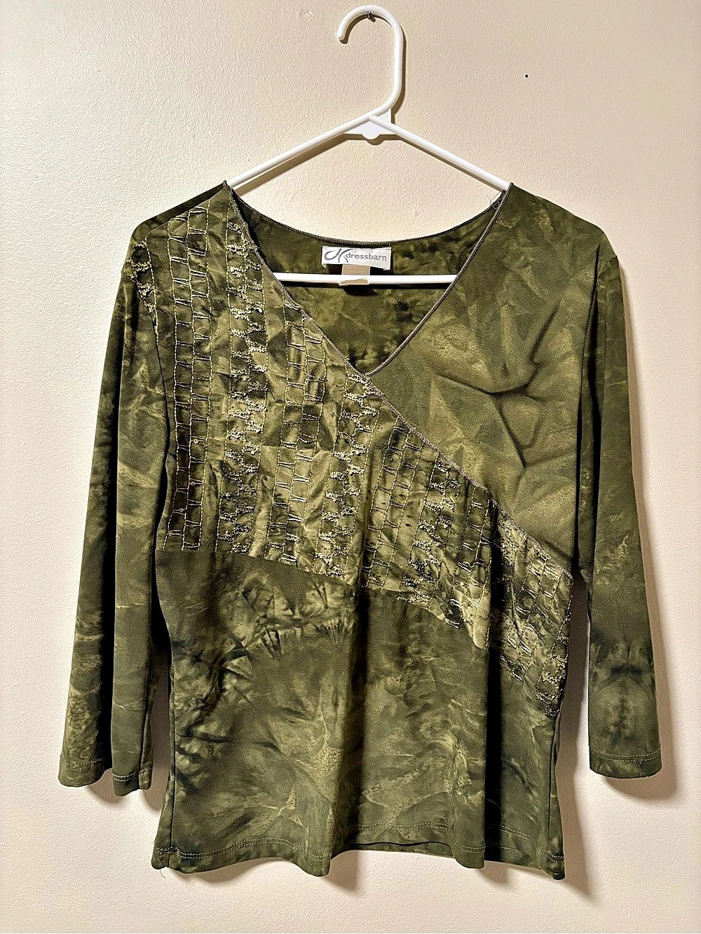 Dressbarn Vintage 90s y2k Green Sequin Embroidered Top Fairy Grunge Whimsigoth